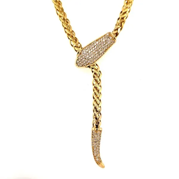 14K Yellow Gold Diamond Serpent Necklace Length 22 Linches Adjustable Quality Gem LLC Bethel, CT