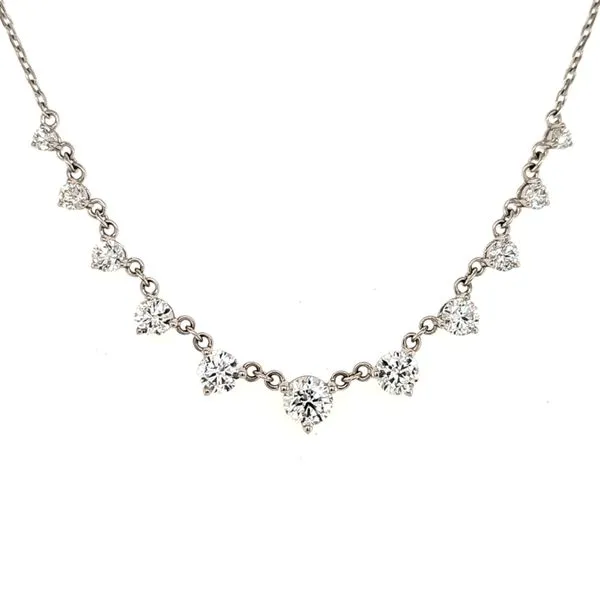 14K White Gold Graduated Diamond Station Necklace Length 17 Inches Quality Gem LLC Bethel, CT