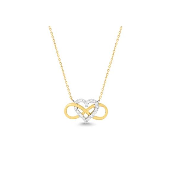 14K Yellow Gold Diamond Infinity Heart Necklace Length 18 Inches Quality Gem LLC Bethel, CT