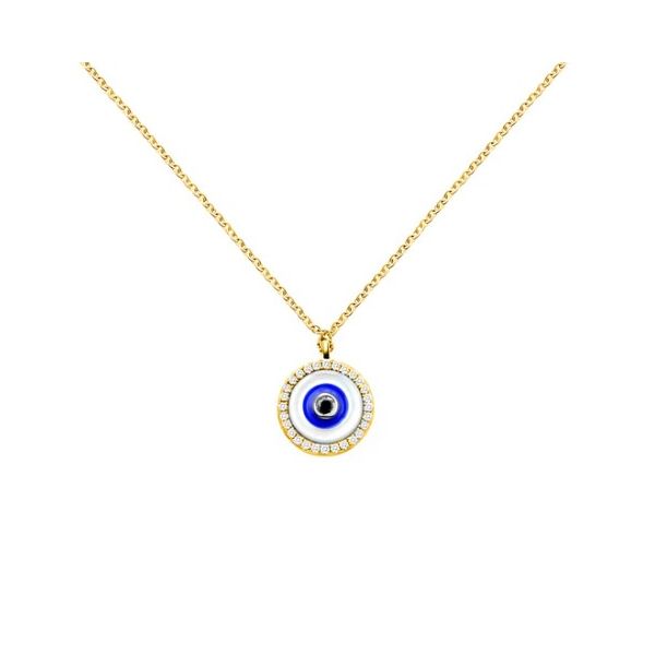 14K Yellow Gold Eye Disc Pendant Length 18 Inches Quality Gem LLC Bethel, CT