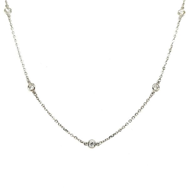 14K White Gold Diamond Station Necklace Length 18 Inches Image 2 Quality Gem LLC Bethel, CT