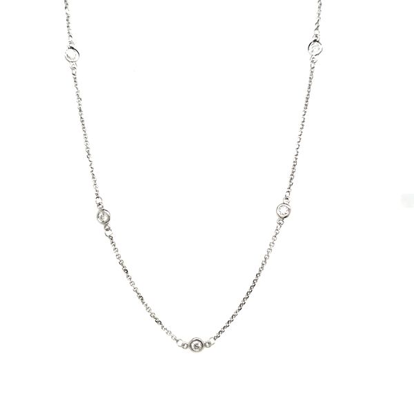 14K White Gold Diamond Station Necklace Length 18 Inches Quality Gem LLC Bethel, CT
