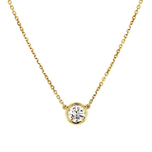 14K Yellow Gold Single Bezel Set Diamond .42 Carat Necklace 18 Inches Image 2 Quality Gem LLC Bethel, CT