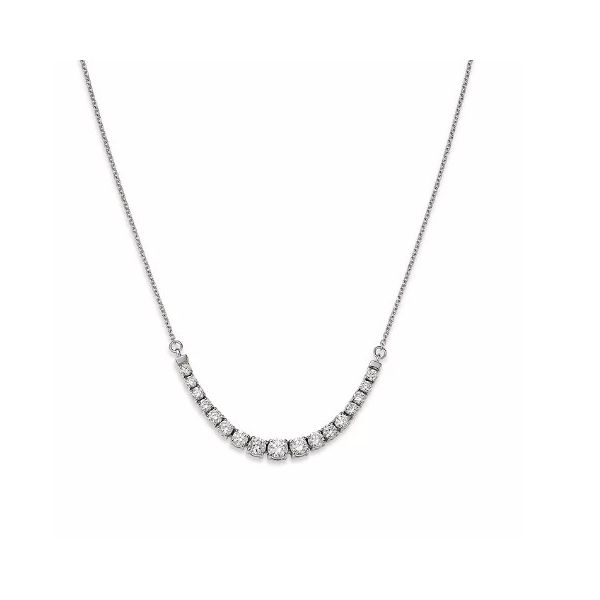 14K White Gold Diamond Tennis Center Necklace Length 18 Inches Quality Gem LLC Bethel, CT