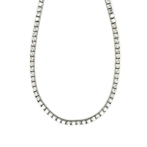 14K White Gold Same Size Diamond Tennis Necklace Length 17 Inches Quality Gem LLC Bethel, CT