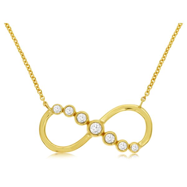 14K Yellow Gold Bezel Set Diamond Infinity Pendant Quality Gem LLC Bethel, CT