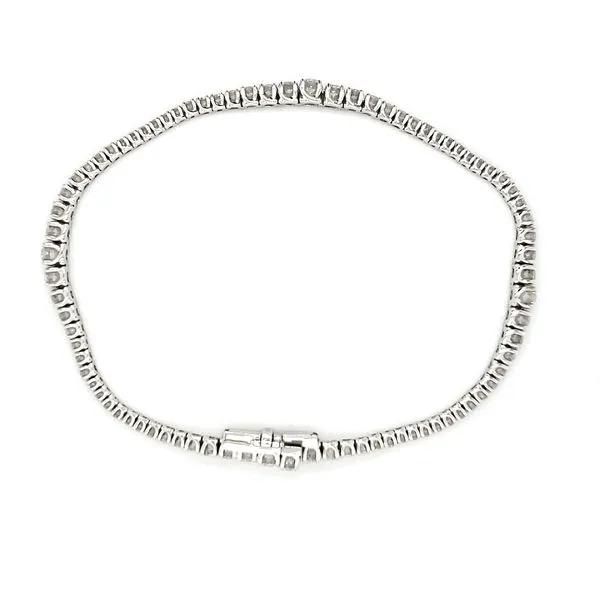 14K White Gold Wave Diamond Tennis Bracelet Image 3 Quality Gem LLC Bethel, CT