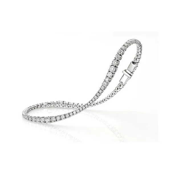 14K White Gold Wave Diamond Tennis Bracelet Quality Gem LLC Bethel, CT