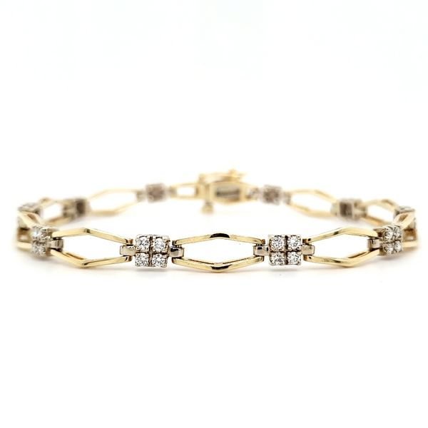 14K Yellow Gold Cluster Diamond Link Bracelet Quality Gem LLC Bethel, CT