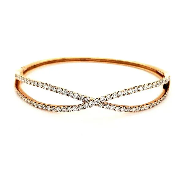 14K Rose Gold Diamond Infinity Bangle Bracelet Image 2 Quality Gem LLC Bethel, CT