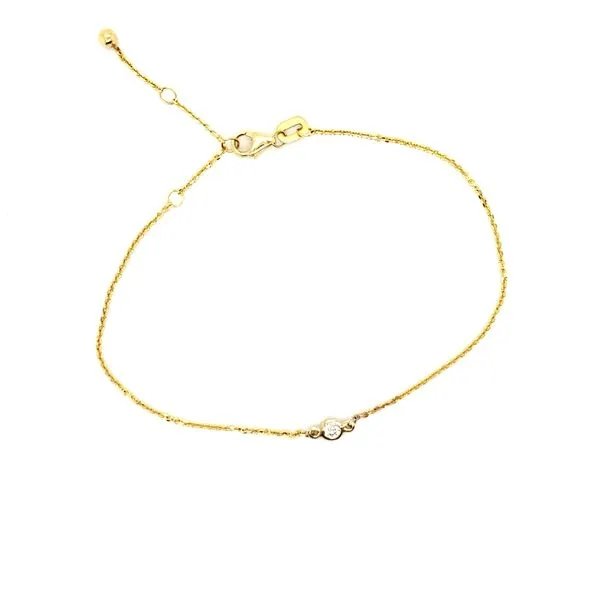14K Yellow Gold Solitaire Bezel 0.06ct Diamond Bracelet Image 2 Quality Gem LLC Bethel, CT