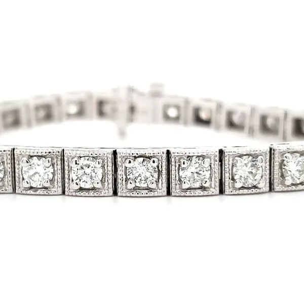 14K White Gold Milgrain Diamond Tennis Bracelet Quality 14K White Gold Milgrain Diamond Tennis Bracelet Quality