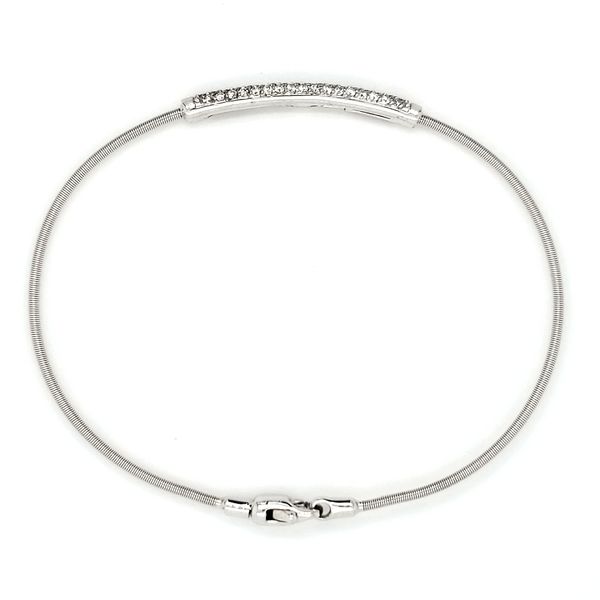 14K White Gold Diamond Bar Flex Wire Bangle Bracelet Image 3 Quality Gem LLC Bethel, CT