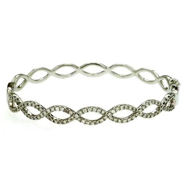 14K White Gold Infinity Twist Diamond Bangle Bracelet Quality Gem LLC Bethel, CT