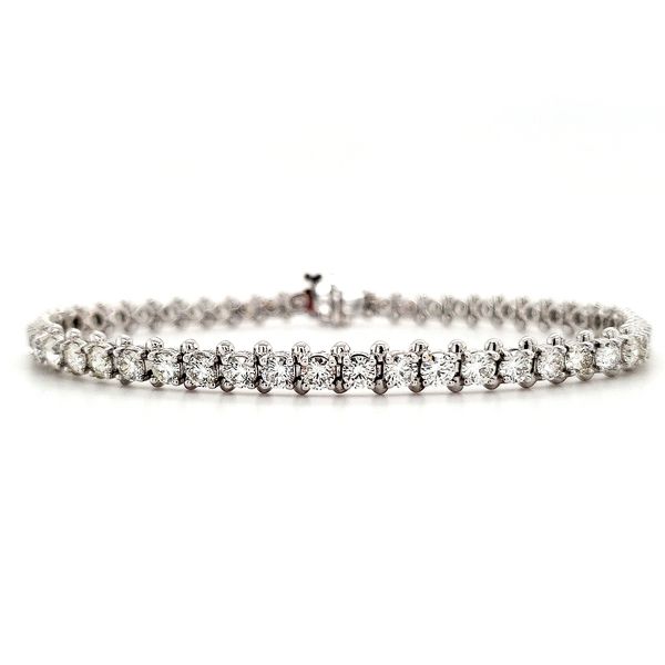 14K White Gold Low Profile 5.10ct Diamond Tennis Bracelet Image 2 Quality Gem LLC Bethel, CT