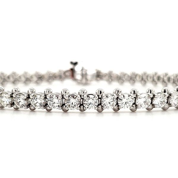 14K White Gold Low Profile 5.10ct Diamond Tennis Bracelet Image 3 Quality Gem LLC Bethel, CT