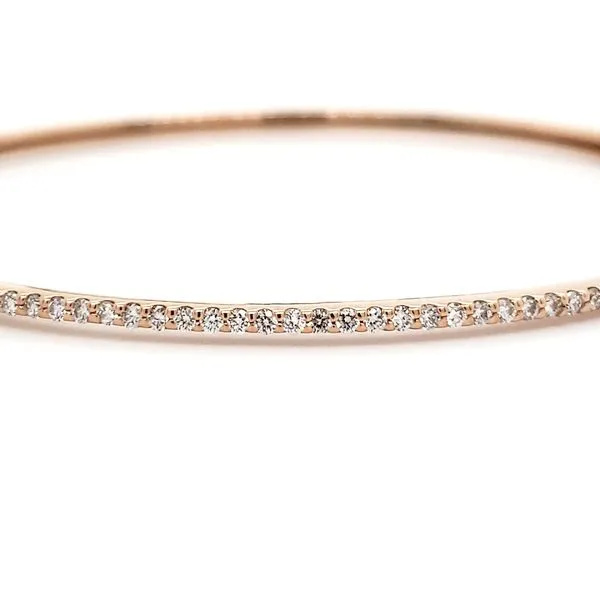 14K Rose Gold Diamond Bangle Bracelet Image 2 Quality Gem LLC Bethel, CT