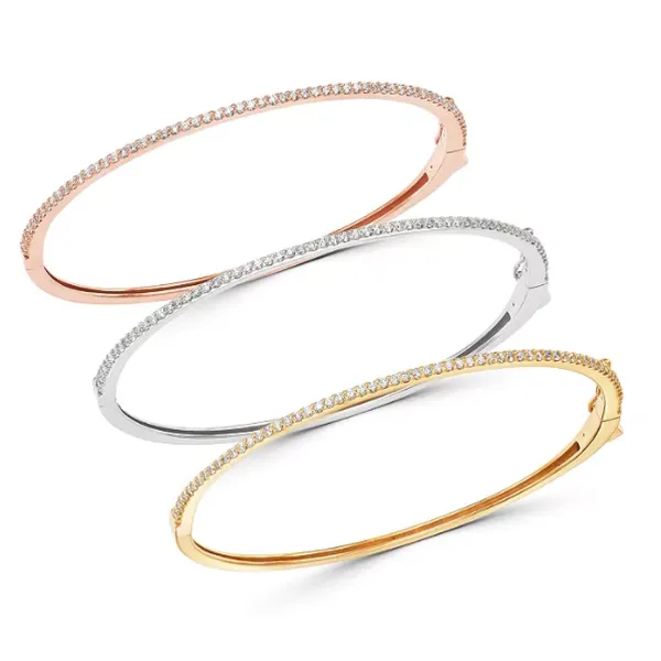 14K White Gold Diamond Bangle Bracelet Image 2 Quality Gem LLC Bethel, CT