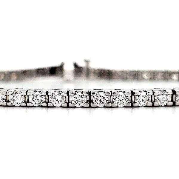 14K White Gold 3 Carat Straight Line Diamond Tennis Bracelet Image 2 Quality Gem LLC Bethel, CT