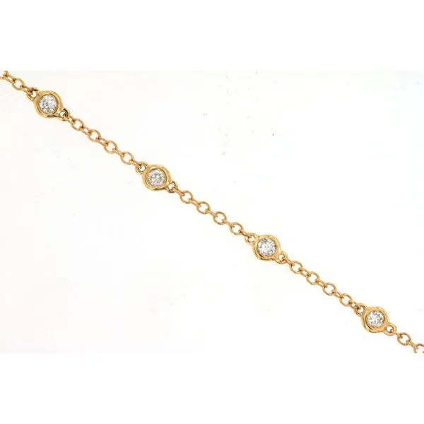 14K Yellow Gold Diamond Station Bracelet Length 7-8 Inch Adjustable Quality Gem LLC Bethel, CT