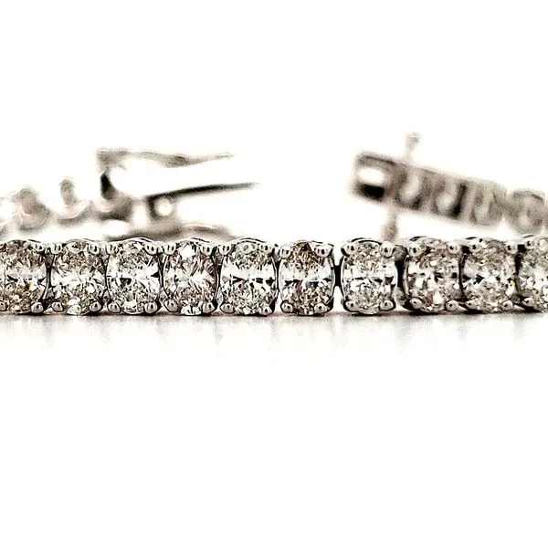 14K White Gold Oval Diamond Tennis Bracelet Image 2 Quality Gem LLC Bethel, CT