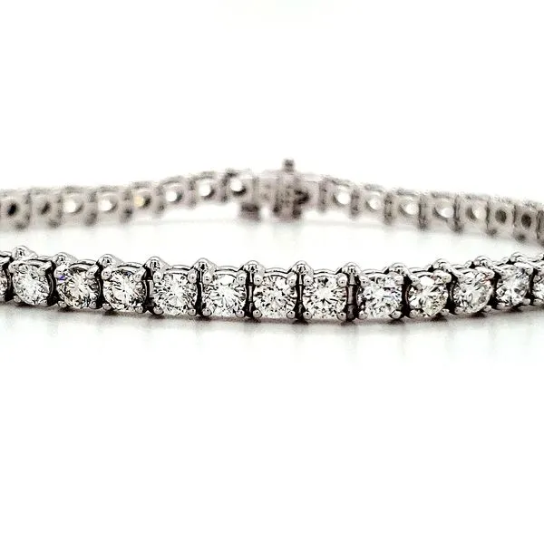 14K White Gold Low Set Four Prong 6.12 Carat Diamond Tennis Bracelet Image 2 Quality Gem LLC Bethel, CT