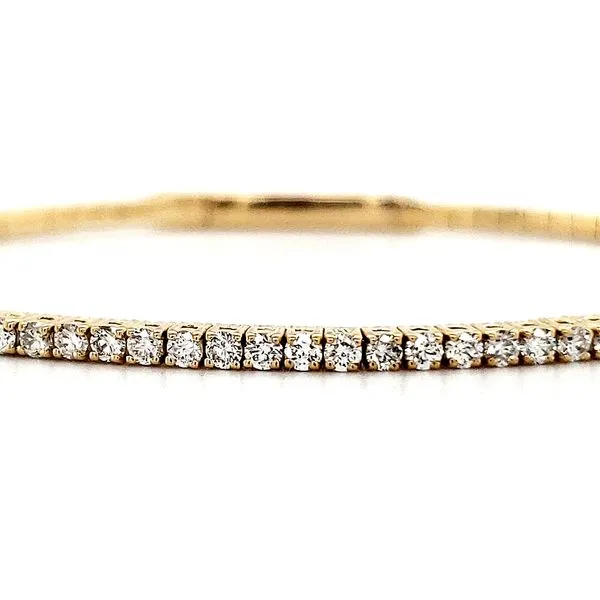 14K Yellow Gold 1.02 Carat Flexible Diamond Bangle Bracelet Image 2 Quality Gem LLC Bethel, CT