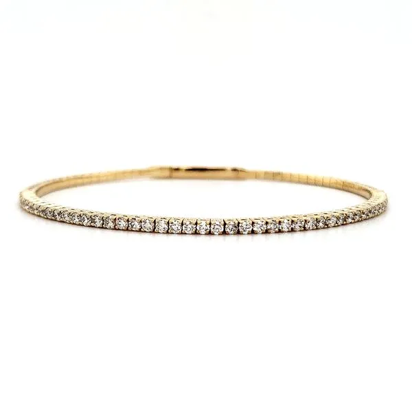 14K Yellow Gold 1.02 Carat Flexible Diamond Bangle Bracelet Quality Gem LLC Bethel, CT