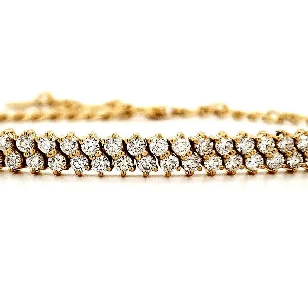 14K Yellow Gold Double Row Diamond Bracelet Image 2 Quality Gem LLC Bethel, CT