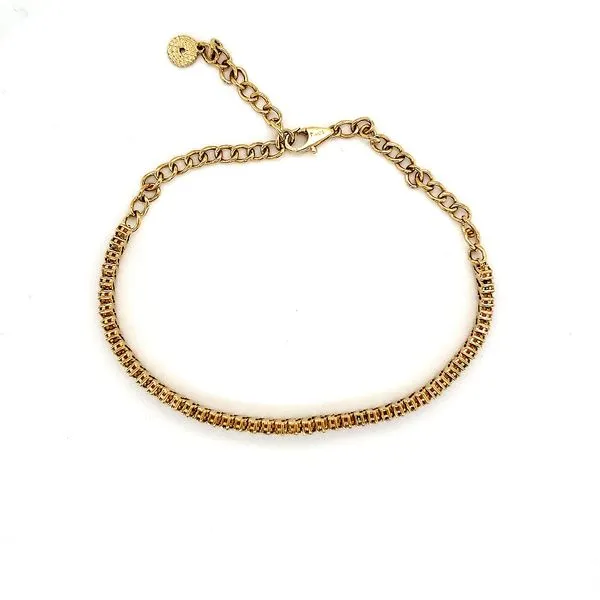 14K Yellow Gold Double Row Diamond Bracelet Image 3 Quality Gem LLC Bethel, CT