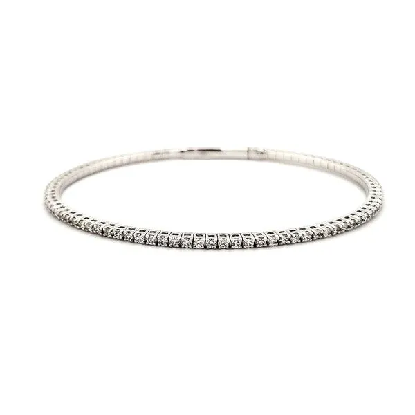 14K White Gold 4 Prong Flexible Diamond Bangle Quality Gem LLC Bethel, CT
