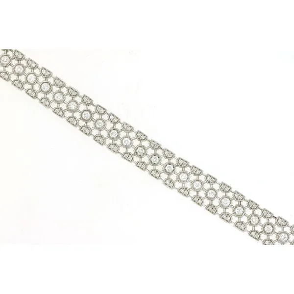 14K White Gold # Row Weave Diamond Bracelet Length 7.25 Inches Quality Gem LLC Bethel, CT
