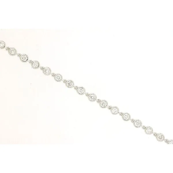 14K White Gold Bezel Diamond Bracelet Length 7 Inches Quality Gem LLC Bethel, CT