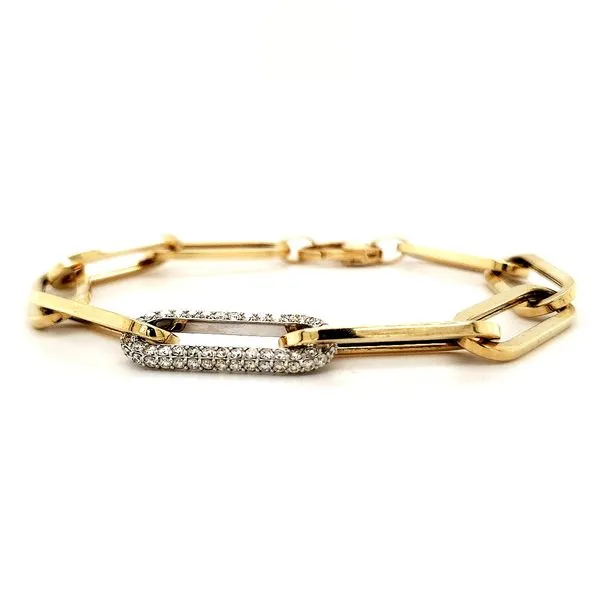 14K Yellow Gold Diamond Paperclip Bracelet Length 7 Inches Image 3 Quality Gem LLC Bethel, CT