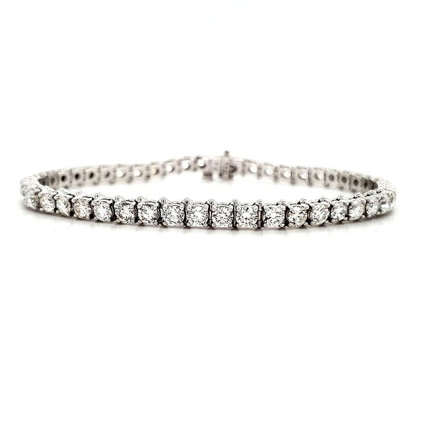 14K White Gold Low Set Four Prong 6.12 Carat Diamond Tennis Bracelet Quality Gem LLC Bethel, CT