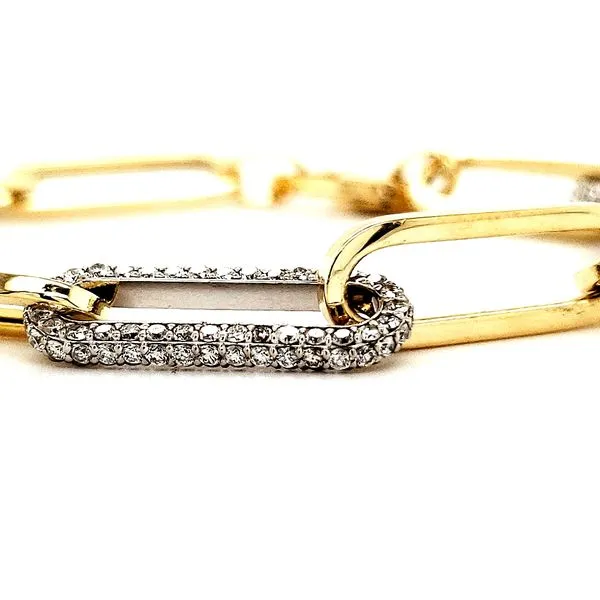 14K Yellow Gold Diamond Paperclip Bracelet Length 7 Inches Image 3 Quality Gem LLC Bethel, CT