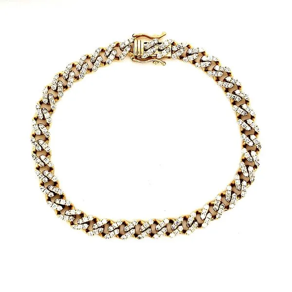 14K Yellow Gold Diamond Cuban Link Bracelet Length 7 Inches Quality Gem LLC Bethel, CT