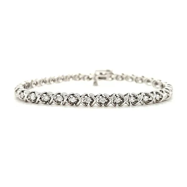 14K White Gold Diamond Hugs and Kises Tennis Bracelet Quality Gem LLC Bethel, CT