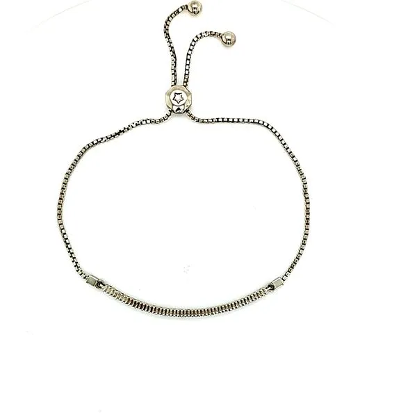 14K White Gold Diamond Bar Bolo Bracelet Image 2 Quality Gem LLC Bethel, CT