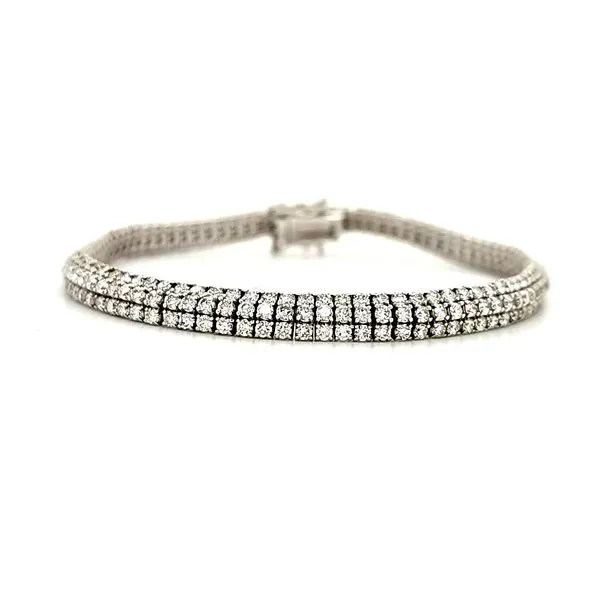 14K White Gold 3 Row Domed Diamond Tennis Bracelet Length 7 Inches Quality Gem LLC Bethel, CT