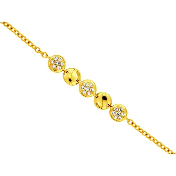 14K Yellow Gold 5 Disc Diamond Bracelet Length 6.5-7.5 Inches Adjustable Quality Gem LLC Bethel, CT