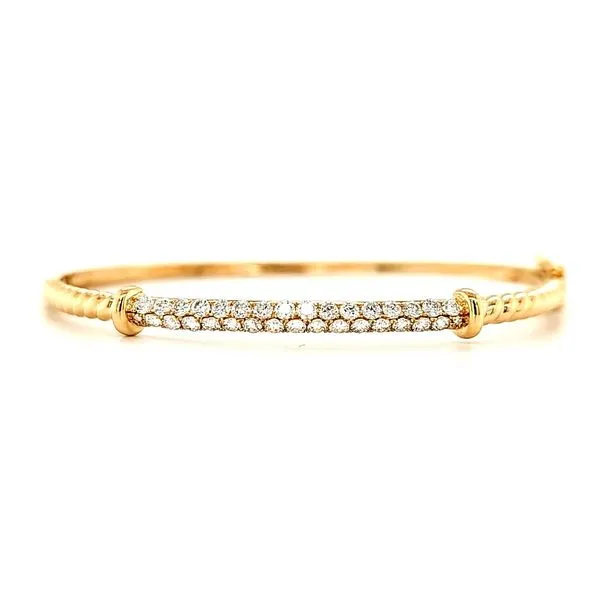 14K Yellow Gold Ribbed Diamond Bangle Quality Gem LLC Bethel, CT