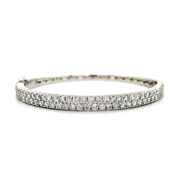 14K White Gold Double Row Diamond Bangle Bracelet Quality Gem LLC Bethel, CT