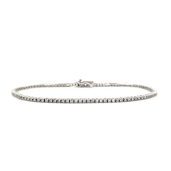 14K White Gold Straight Line Diamond Tennis Bracelet Length 7 Inches Quality Gem LLC Bethel, CT
