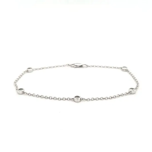 14K White Gold Diamond Station Bracelet length 7 Inches Image 2 Quality Gem LLC Bethel, CT