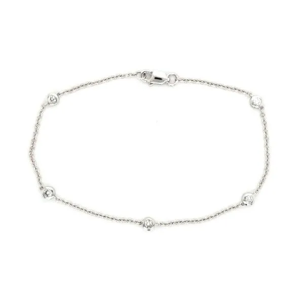 14K White Gold Diamond Station Bracelet length 7 Inches Quality Gem LLC Bethel, CT