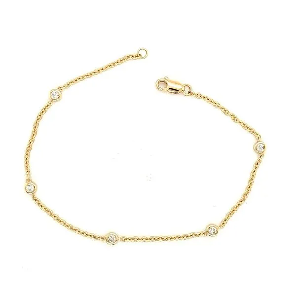 14K Yellow Gold Diamond Station Bracelet Length 7 Inches Quality Gem LLC Bethel, CT