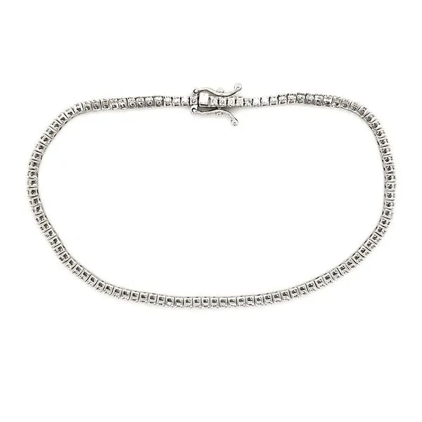 14K White Gold Straight Line Diamond Tennis Bracelet Length 7 Inches Image 3 Quality Gem LLC Bethel, CT