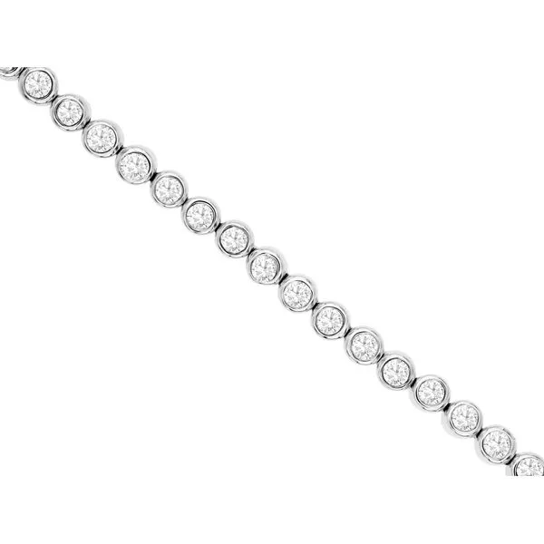 14K White Gold Bezel Set Diamond Bracelet Length 7 Inches Image 2 Quality Gem LLC Bethel, CT