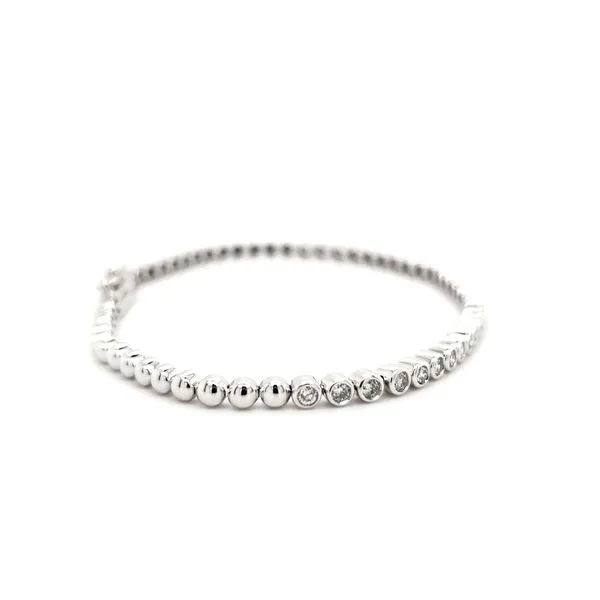 14K White Gold Bezel Set Diamond Bracelet Length 7 Inches Image 4 Quality Gem LLC Bethel, CT